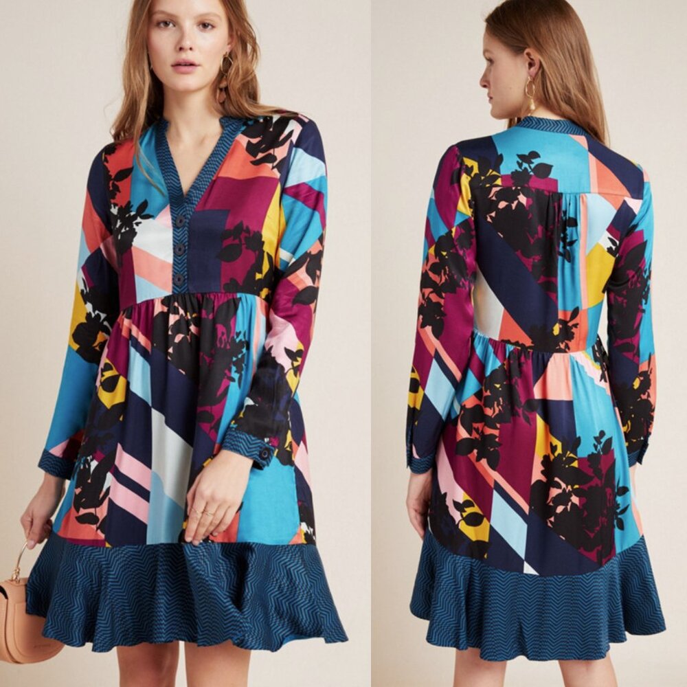 Anthropologie Maeve Gillian Abstract Shirtdress Dress size S
